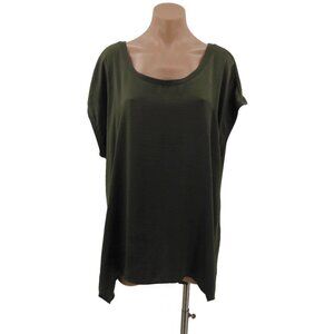 Torrid Olive Green Knit to Woven Dolman Shirt Top 1 1X Scoop Neck Sleeveless